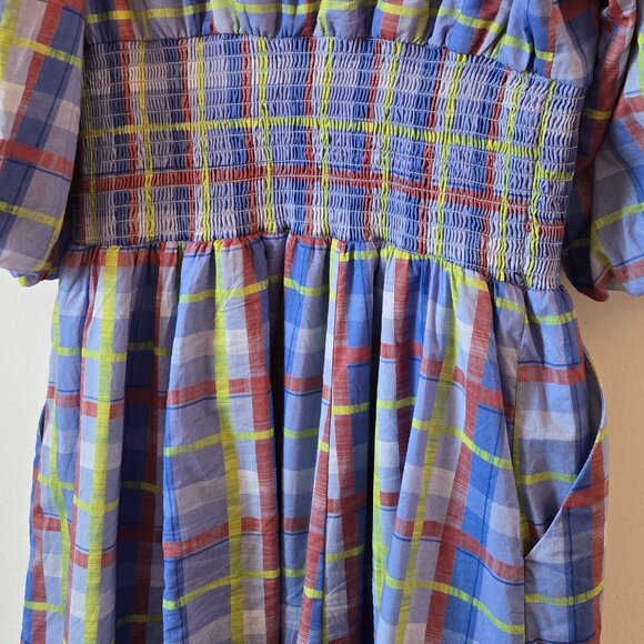 Periwinkle Olive Plaid Midi Dress - MEDIUM - Picture 11 of 11